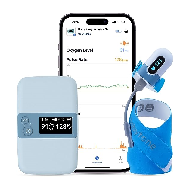 Baby Sleep Monitor with Base Station - Blue Sock Version