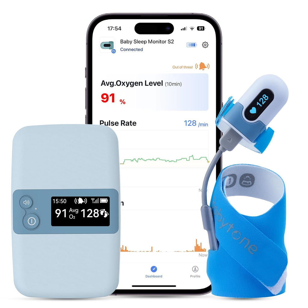 Baby Sleep Monitor with Base Station - Blue Sock Version