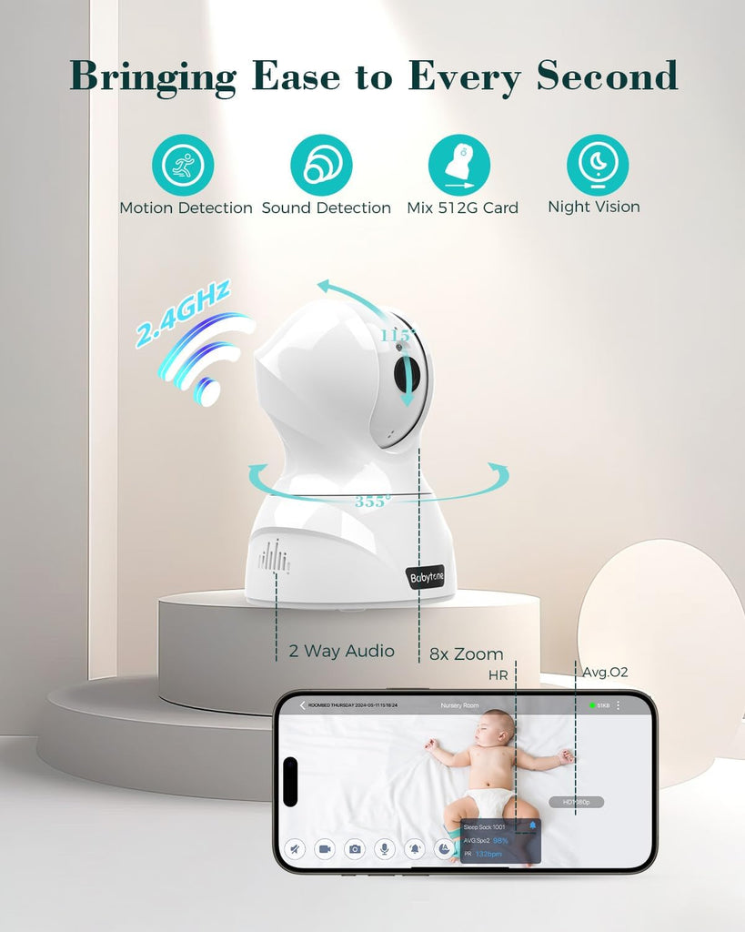 Baby Monitor Sleep Satview - Smart Sleep Sock & HD Camera