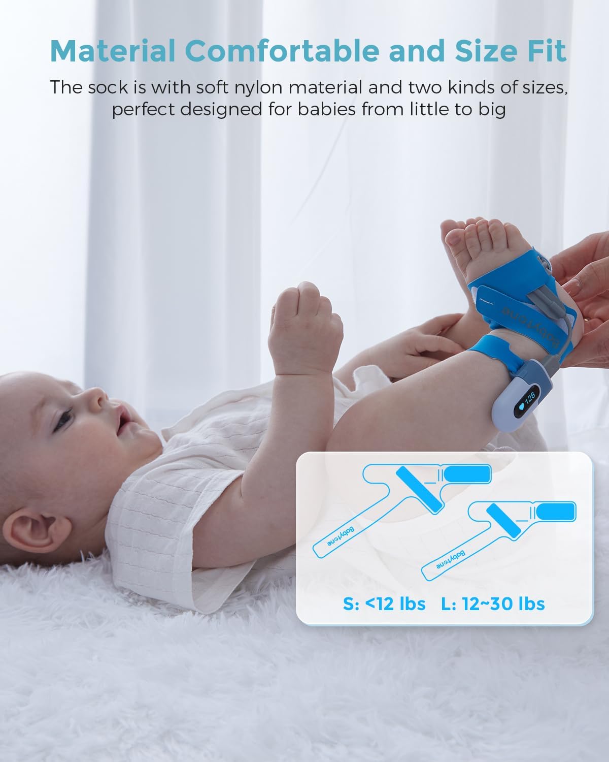 Baby Sleep Monitor Fabric Sock - Blue Sock Version